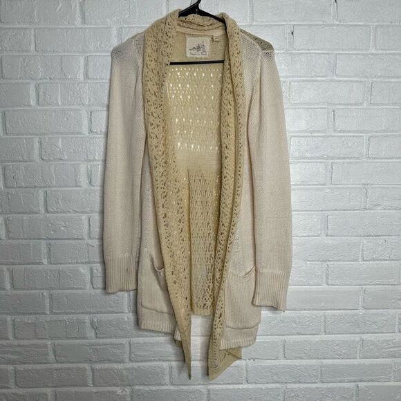 Angel Of The North Sweaters - Anthropologie Angel of the North Crochet Open Front Cardigan size Small